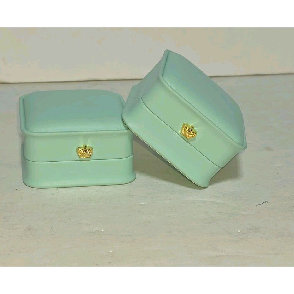 Leather Velvet Interior Light Teal Blue Inspired Jewelry Gift Necklace Box